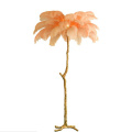 Luxury modern light antique corner decorative ostrich feathers LED standing floor lamps